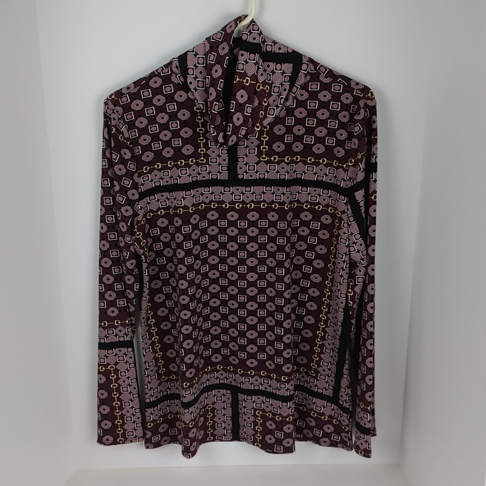 C Wonder Long Sleeve Fold over Turtle Neck Top Size L